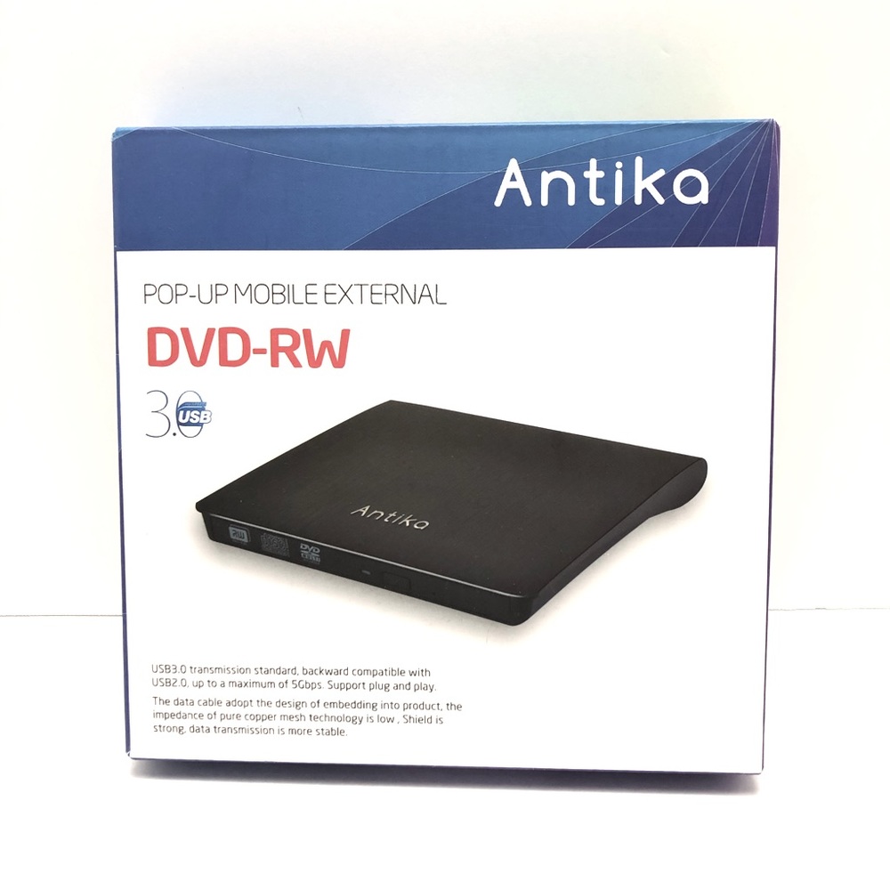 New Antika Slim Portable USB 3.0 External CD Drive